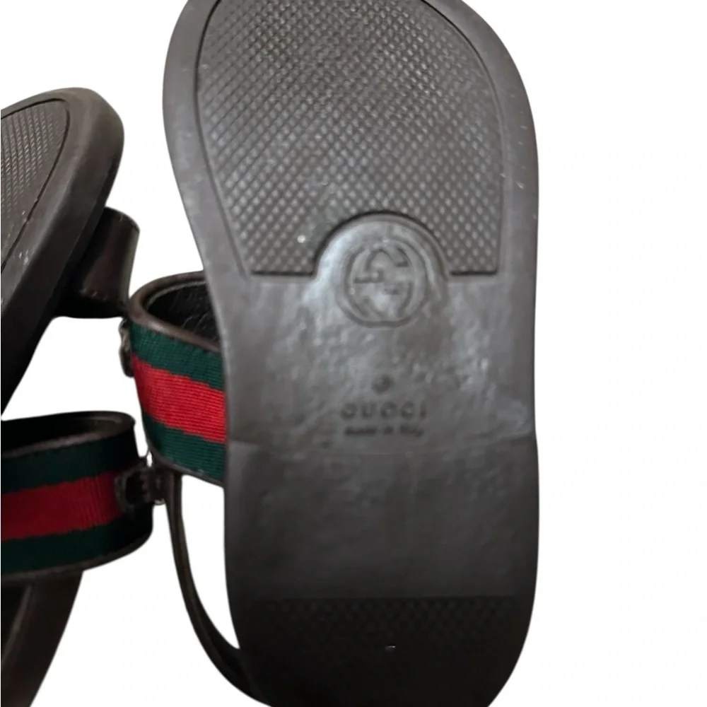 Gucci Brown and Red Sandals with Leather Straps